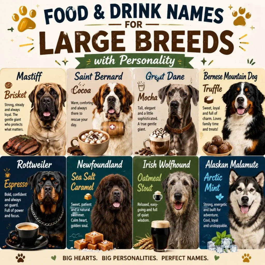 Food and Drink Names for Large Breeds with Personality