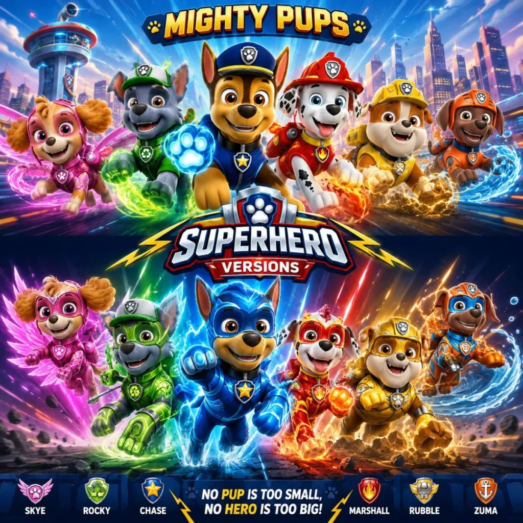Mighty Pups and Superhero Versions