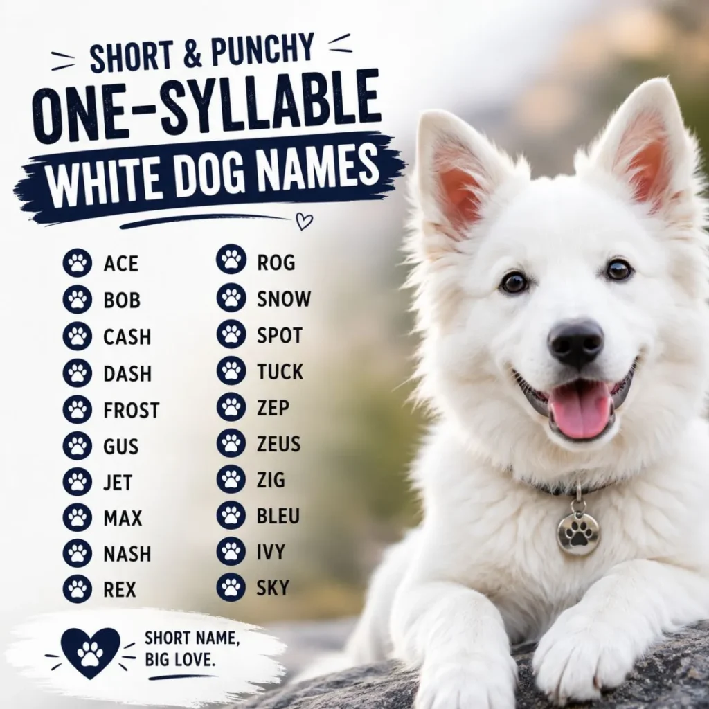 Short and Punchy One-Syllable White Dog Names