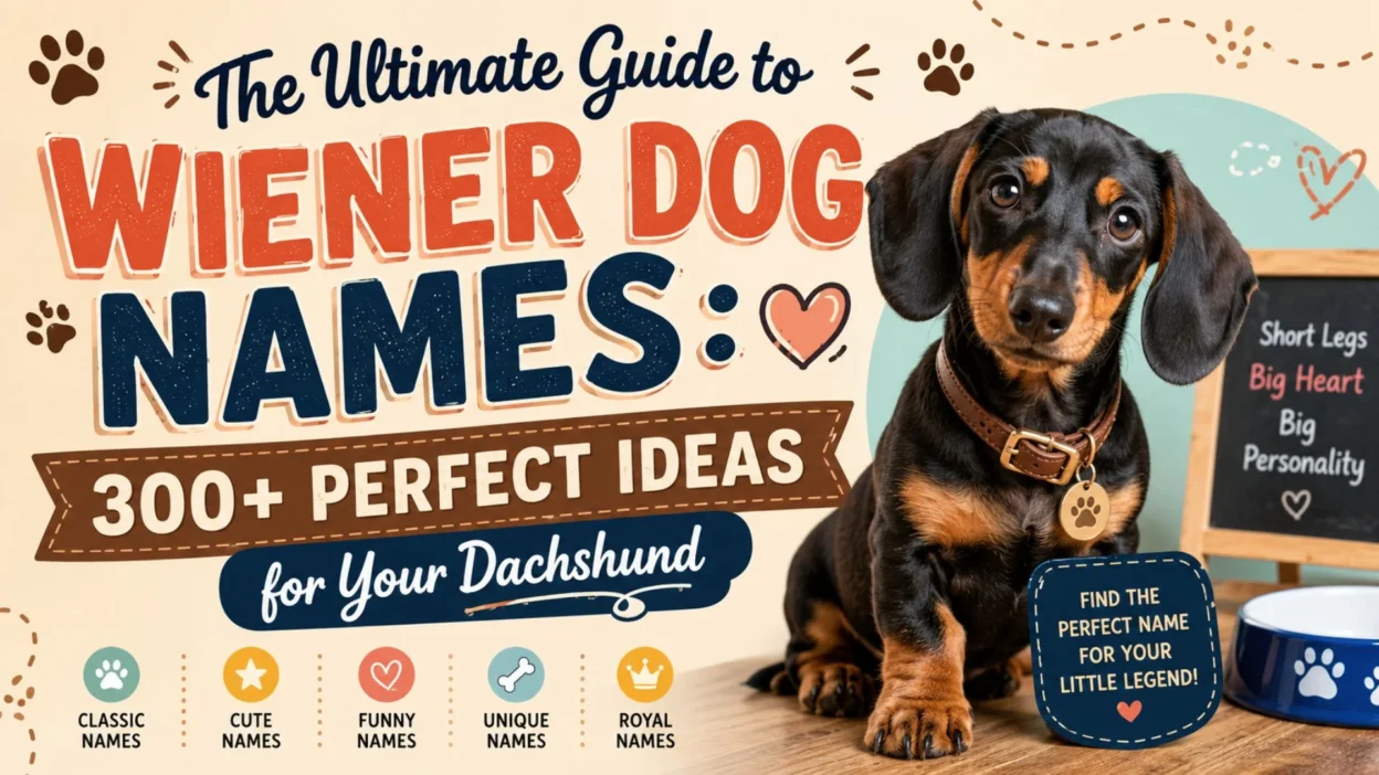 Cute black and tan Dachshund with the ultimate guide to Wiener dog names featuring 300+ perfect name ideas for your puppy.