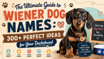 Cute black and tan Dachshund with the ultimate guide to Wiener dog names featuring 300+ perfect name ideas for your puppy.
