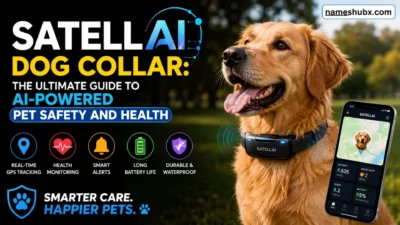 SATELLAI smart dog collar with AI-powered GPS tracking, health monitoring, alerts, and pet safety features