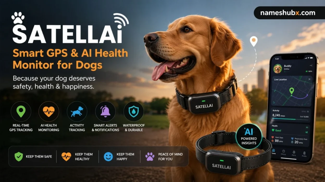 Satellai smart GPS and AI health monitor collar for dogs with real-time tracking and activity insights